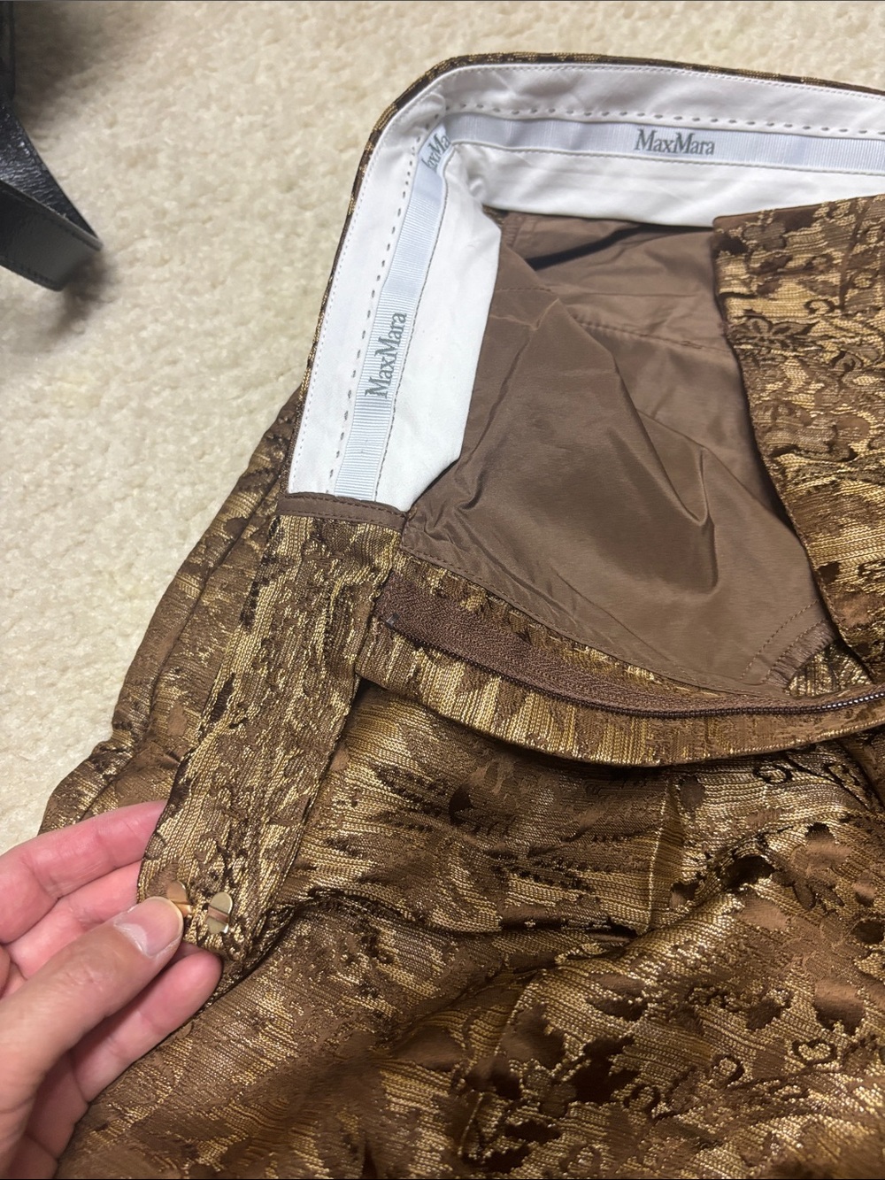 MaxMara Metallic Brown Brocade Trousers - Picture 3 of 5